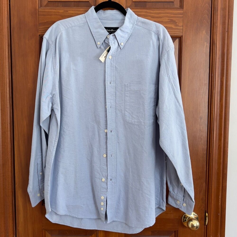Eddie Bauer Men's Long Sleeve Oxford Chambray Button Down Shirt Size M NWT